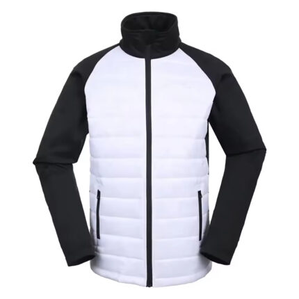 Men's Color Block Puffer Hybrid Jacket (White & Black)