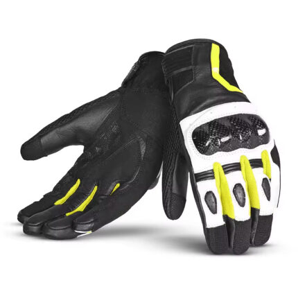 High-Visibility Sportbike Riding Gloves with Carbon-Look Knuckle Protection