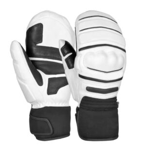 White and Black Padded Ski/Snowboarding Mittens | High-Performance Winter Sports Gloves